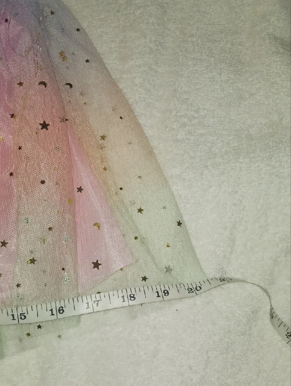 Girls Pastel Rainbow Tulle Skater Skirt with Gold Waistband